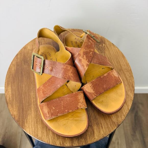 Kork-ease Nara Tan Leather Strappy Flat Sandals Women’s Size 7 - Picture 8 of 11